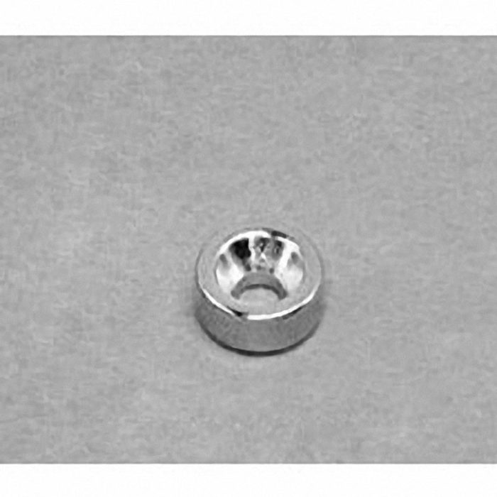 R622CS-N Neodymium Ring Magnet, 3/8" od x 1/8" id x 1/8" thick with countersunk hole for 4 screw