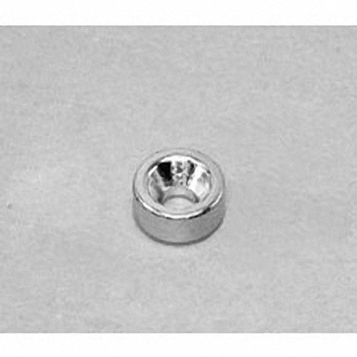 R622CS-S Neodymium Ring Magnet, 3/8" od x 1/8" id x 1/8" thick with countersunk hole for 4 screw