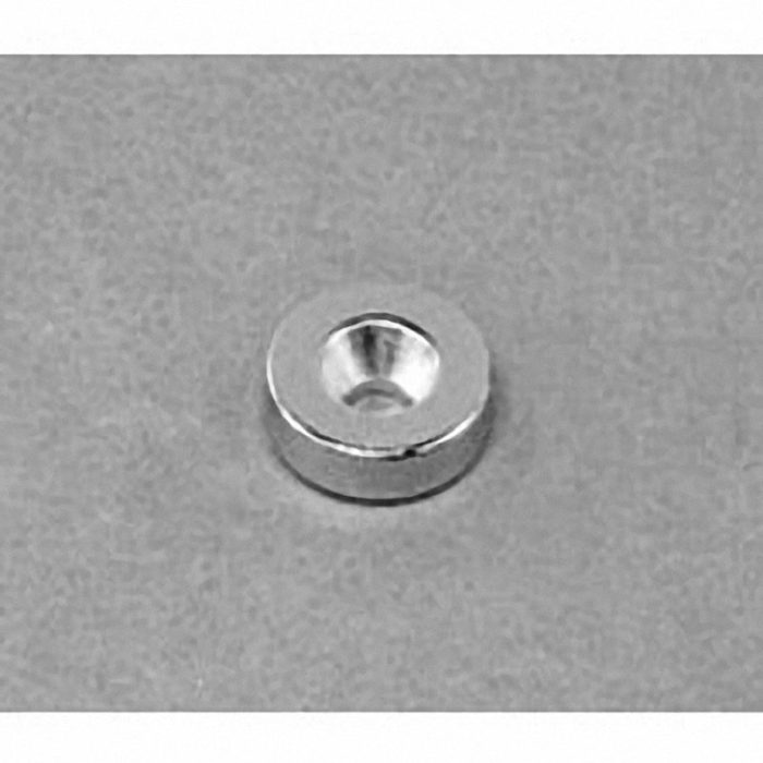 R822CS-N Neodymium Ring Magnet, 1/2" od x 1/8" id x 1/8" thick with countersunk hole for 4 screw