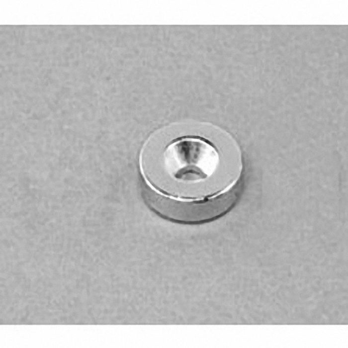 R822CS-S Neodymium Ring Magnet, 1/2" od x 1/8" id x 1/8" thick with countersunk hole for 4 screw