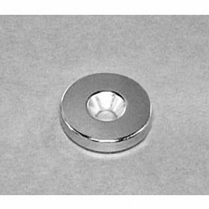 RE22CS-N Neodymium Ring Magnet, 7/8" od x 1/8" thick with countersunk hole for 8 screw