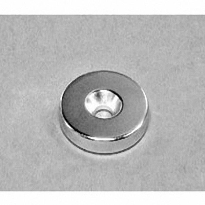 RX033CS-N Neodymium Ring Magnet, 1" od x 3/16" thick with countersunk hole for 10 screw